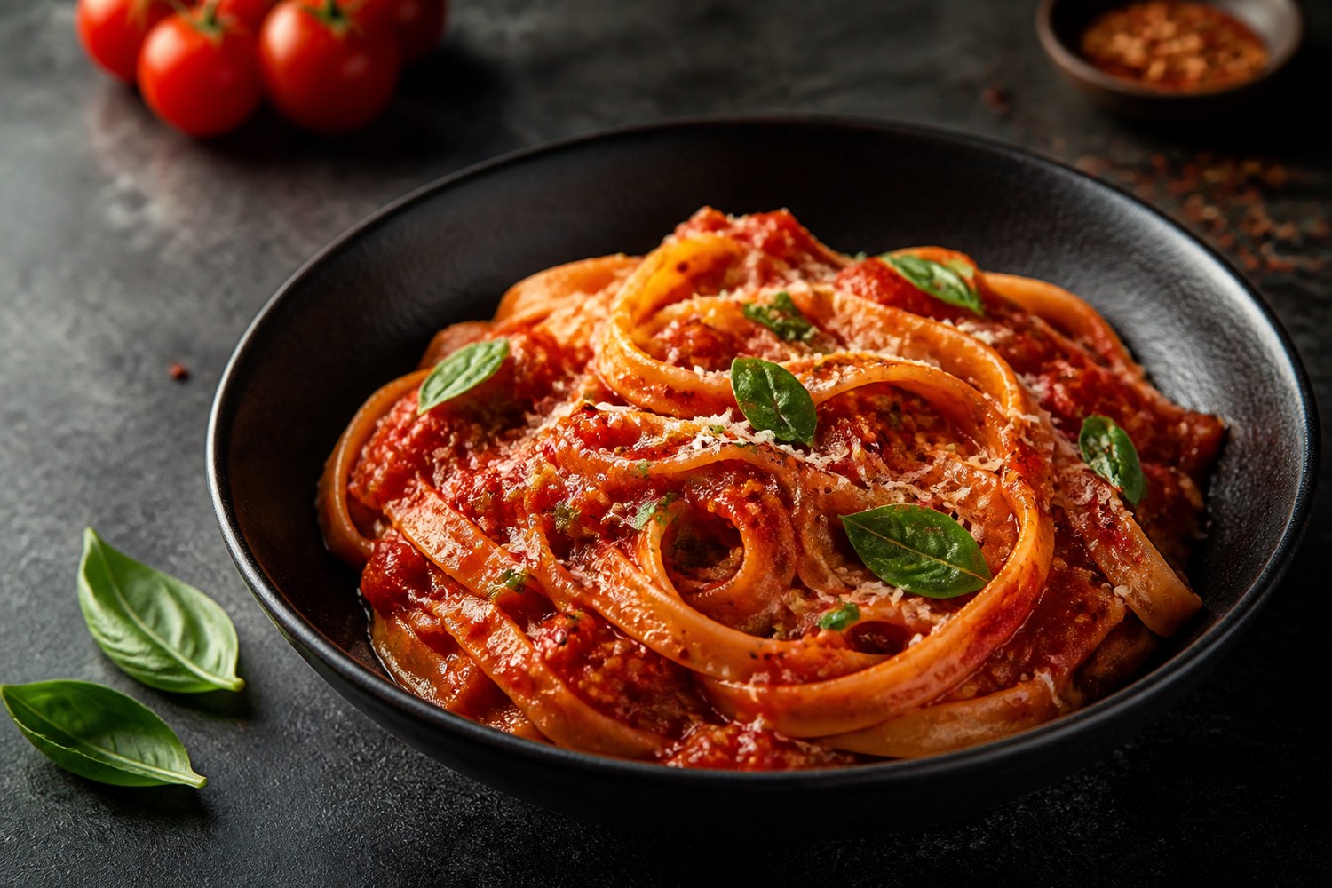 Fettuccine mit pikanter Kirschtomatensauce